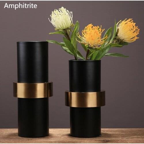 Creative Luxury Light Vase Modern Metal Arrangement Flower Wedding Decoration Accessories Simple Bench Vase Living Room Home