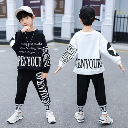 Best Selling Children Sets Early Autumn New Boys Loose Long-sleeve Blouses + Trousers Sports Two-piece Set of Teenage Boys Suit