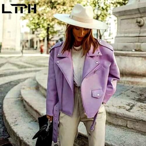 LTPH ins streetwear Casual Coats High Quality Black PU Faux Leather Jacket zipper loose Outwear short chic coat 2021 Spring New