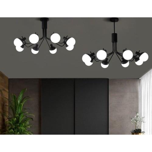 Nordic Antique Style Chandelier Lighting 110V/220v E14 black Wrought Iron Chandeliers Lamps Ceiling Led Vintage Home Lights