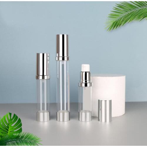 New design :30ml frosted airless bottle with UV silver pump and bottom silver lid lotion bottle used for Cosmetic Container