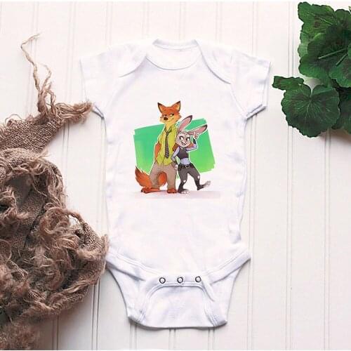 Fashion Summer Baby Girls Boys Romper Disney Zootopia Judy Nick Fox Rabbit Graphic Cute Infant Jumpsuit Toddler Clothes