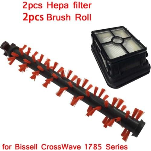 4pcs HEPA Filter + Brush Roll Kit for Bissell Crosswave 1785 Series Vacuum Cleaner Rugs Carpets Brush Parts for 2303 2305 2305K