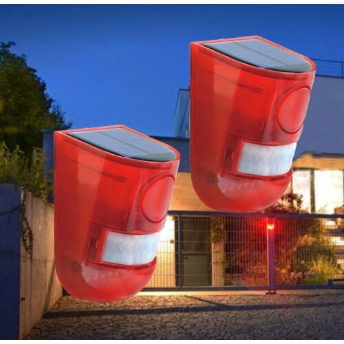 Outdoor Alarm Siren Solar Power Infrared Motion Sensor Siren With Light Flash Waterproof Security Home Protection Garden Yard