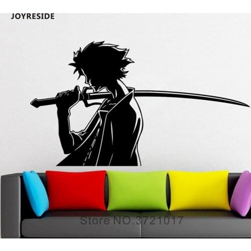JOYRESIDE Ninja Fighting Wall Sticker Home Livingroom Art Wall Decor Samurai Fight Japan Style Ninja Decals Vinyl Design WM418