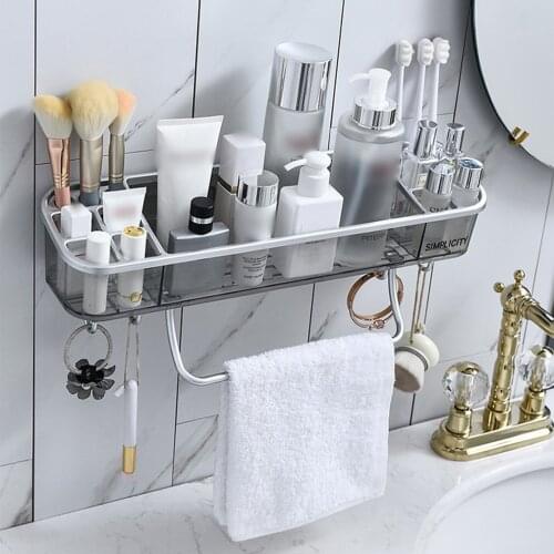 Wall-mounted Non-perforated Bathroom Shelf Storage Rack For Bathroom Household Toilet Shampoo And Towel Rack