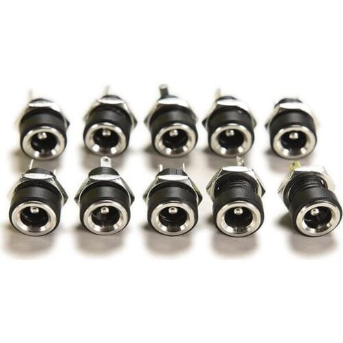New 10 Stuks Dc Voeding Jack Socket Female Panel Mount Connector 2-Pin 5.5X2.1 Mm Plug Adapter 2 Terminal Types 3A 12 V