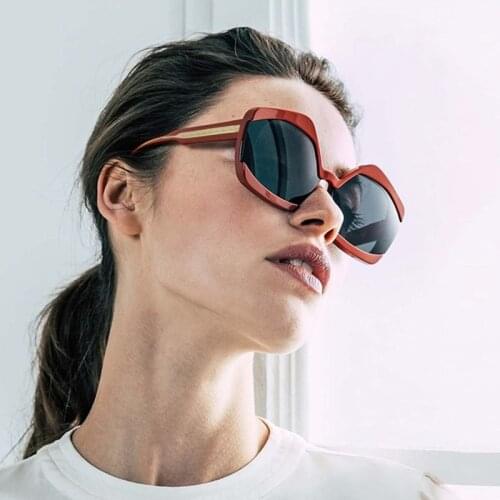 LNFCXI New Luxury Brand Irregular Large-frame Oversized Sun Glasses Female Male Vintage Red Black Shades