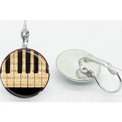 New Fashion Musical Note Earrings Handmade Glass Dome Round Jewelry Treble Clef And Musical Note Earrings Jewelry