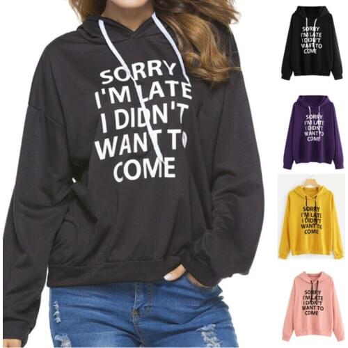 New Women Letter Hoodies Sweatshirt Long Sleeve Hooded Casual Sweatshirts Women Girl Sports Pullover Tops Loose Hoodies Autumn