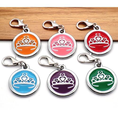 Wholesale 100Pcs Crown NamePlate Personalized Dog Tags Engraved Cat Puppy Pet ID Name Collar Tag Pendant Dog Tag Pet Accessorie