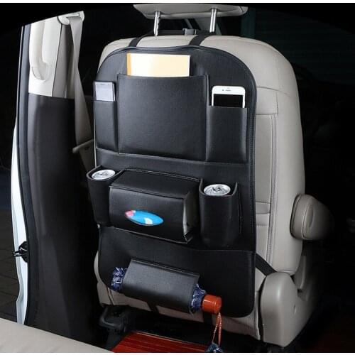 PU Leather Car Backseat Organizer Vehicle Storage Bag Phone Cup Tablet Holder Protector for Kid Car Seat Storage Car Accessories