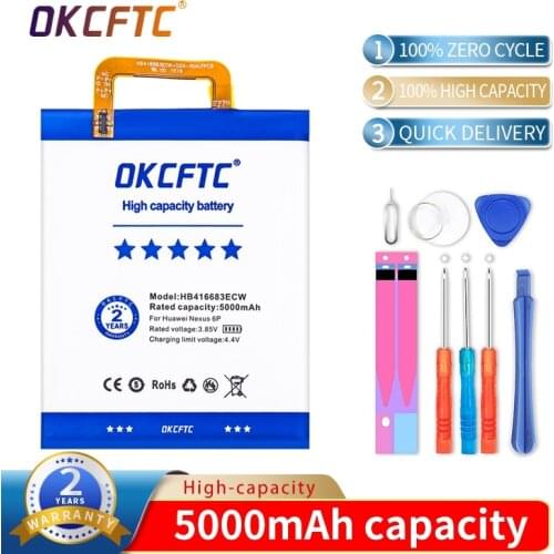 OKCFTC Original battery HB416683ECW Rechargeable Li-ion phone battery For Huawei Nexus 6P H1511 H1512 5000mAh+Free Tools