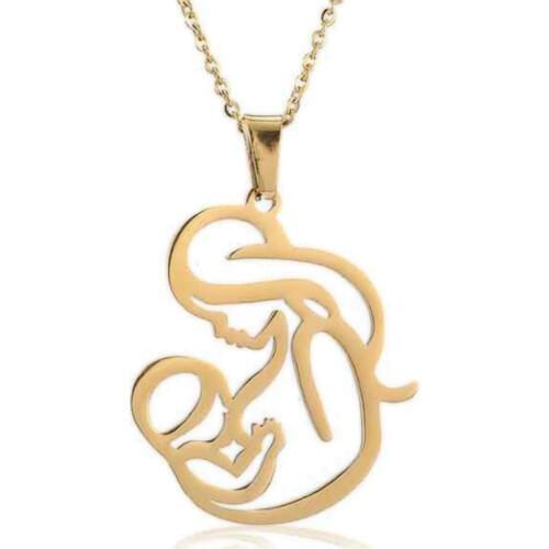Mom Suckle Baby Pendant Charm 3 Colors Stainless Steel Chain Jewelry For Women Maternal Mother Breast-feeding Necklace Love Gift