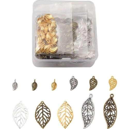 290pcs/box Alloy Pendant Charm Iron Pendants Leaf for Jewelry Making DIY Bracelet Necklace Accessories Craft Supplies