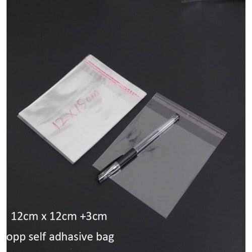 500pcs Clear Resealable Bopp/pvc/ Cellophane Bags 12x12+3cm Transparent Opp Gift Plastic Packaging Self Adhesive Seal