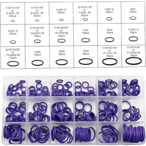 Suleve Air Conditioning Rubber Washer Assortment for R22 R134a Green/Purple Standard Parts 270pc Seal O-ring Gaskets Sets