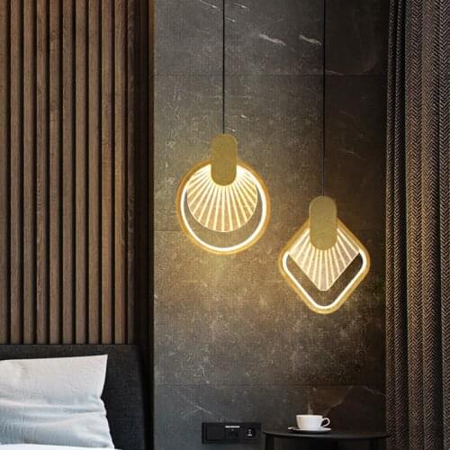 Nordic Luxury Bedroom Bedside Led Pendant Lights Modern Minimalist Restaurant Bar Decor Hanging Lamp Geometry Decor Pendant Lamp