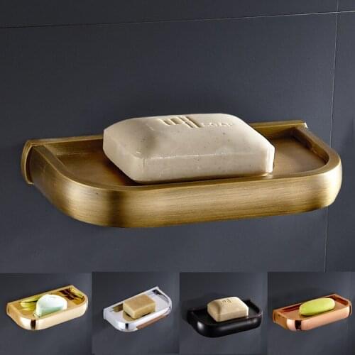 Rose Gold Soap Dishes Antique Solid Brass Soap Basket Holder Soap Storage Wall Mounted Bathroom Accessories Black Soap Basket