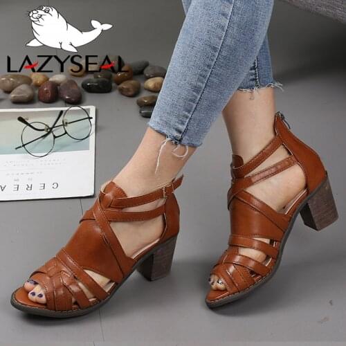 LazySeal High Heels Zipper Sandals Women Summer Shoes Fashion Open Toe Sandals Gladiator Ladies Dress Shoes Sandalias Mujer 2019