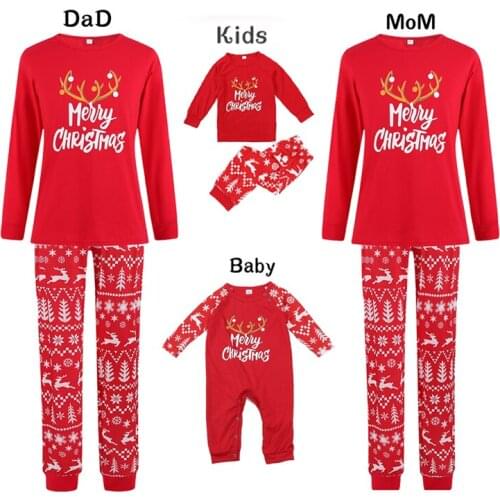 Family Pajamas Matching Family Party Element Pattern Long Sleeve Tops and Pants Family Look Clothes Xmas Sleepwear Nightwear
