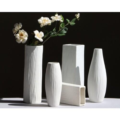 White simple European-style ceramic vase, plain dried flowers, flower arrangement, creative crafts desktop decoration DXUIALOI