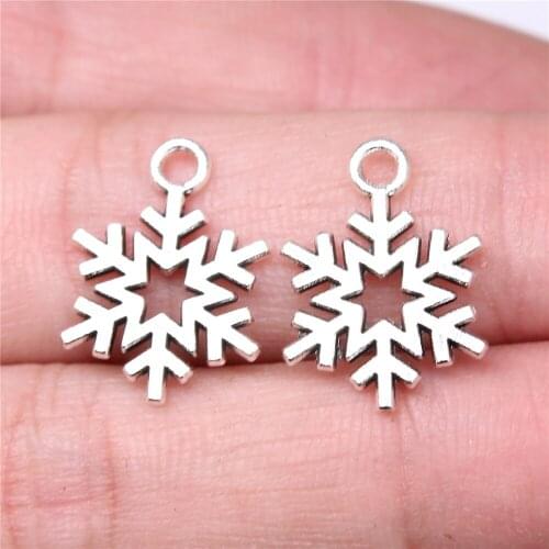 WYSIWYG 40pcs Charms 19x14mm Snowflake Charms For Jewelry Making DIY Jewelry Findings Antique Silver Color Alloy Charms Pendant