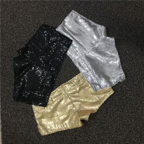 Womens shorts Summer cotton Sequins Splicing zipper Dance shorts Ladies Skinny super DJ short pants