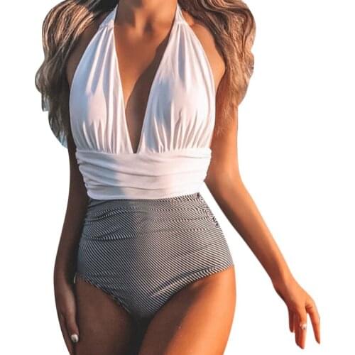 Leopard Printed Lady Sexy Solid Siamese One Piece Swimsuit Swimwear Women Push Up Swimsuit Mid Waist Bikini 2021