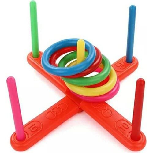 1Set Funny Kids Outdoor Sport Toys Hoop Ring Toss Plastic Ring Toss Garden Game Pool Toy Indoor Funny Parent-Child Games