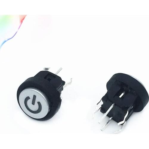 2pcs Tap the light switch with lamp switch 6*6*8.4 press the round head red light/blue light with cap power symbol