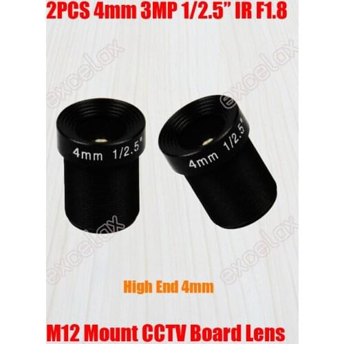 2PCS/Lot 3MP 1/2.5" 4mm F1.8 Fixed Iris IR MTV CCTV Board Lens M12 Mount Interface for 720P 960P 1080P Security Analog IP Camera