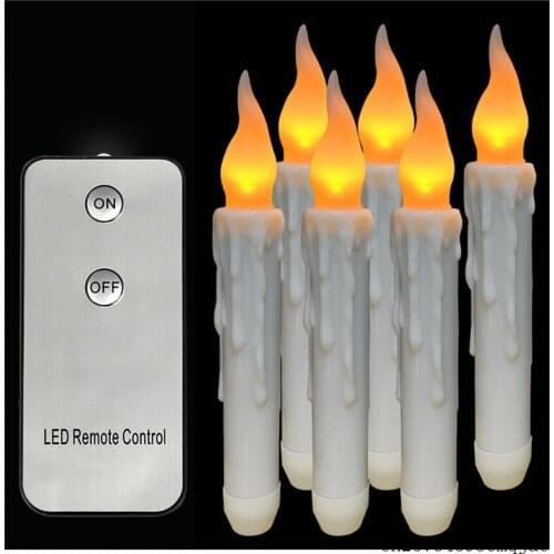 20Sets 6pcs/set LED Flameless Candles Battery Operate Lamp Dipped Flickering Electric Pillar Candles Wedding Party Decoration