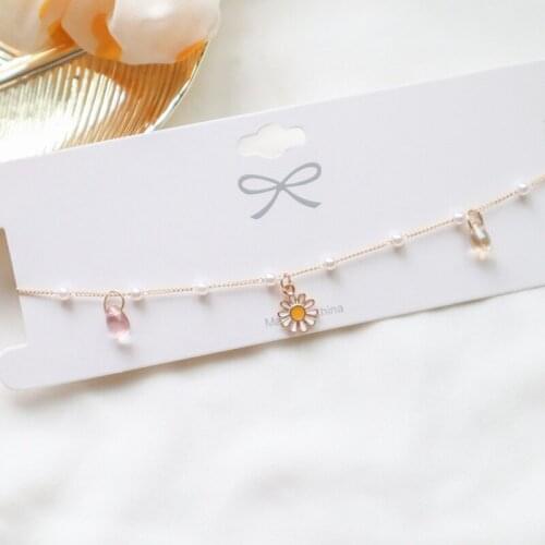 2020 Kpop Cute Chic Small Flowers Daisies Pendant Pearl Chain Necklace For Women Egirl Clavicle Choker Aesthetic Accessories