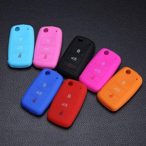 3 button silicone key cover for the Volkswagen jetta mk6 tiguan passat golf Polo cc bora car key dust collector protection box