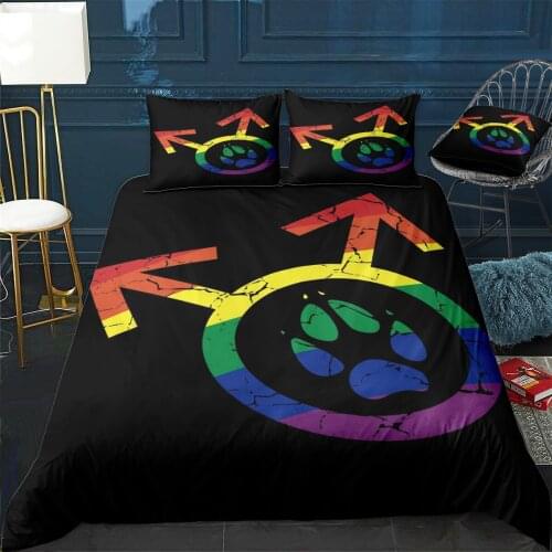 Gay Pride Furry Lover and Duvet Cover Comfortable Quilt Home Decora Design Universal Bedding Set Bedclothes+Pillowcase 3pcs