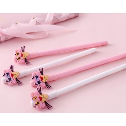 36 pcs/lot Pink Panther Gel Pen Cute 0.5 mm black Ink signature Pen Promotional Gift Stationery School Supplies