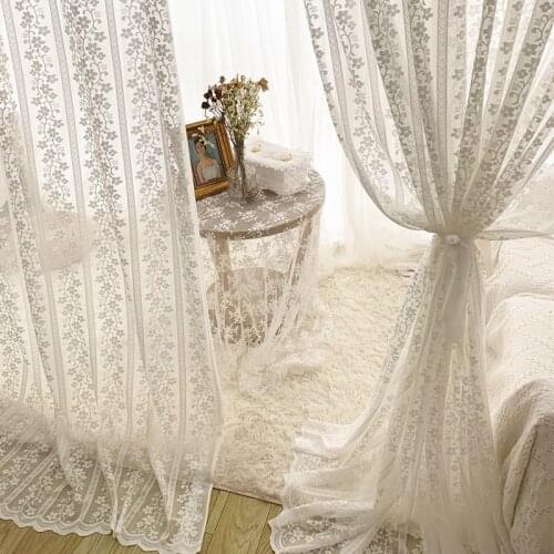 American Curtains for Living Dining Room Bedroom Nordic Tulle Curtains White Lace Tulle Curtains Finished Product Customization
