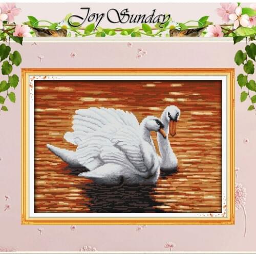 Free Ship Two Swans (3) Painting Counted Cross Stitch 11 14CT Cross Stitch animals Cross-Stitch Kit Embroidery Needlework