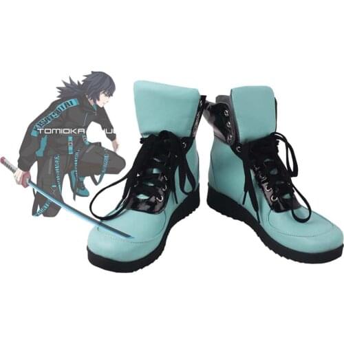 Demon Slayer Kimetsu no Yaiba Giyu Tomioka Cosplay Boots Custom Made Shoes for Unisex