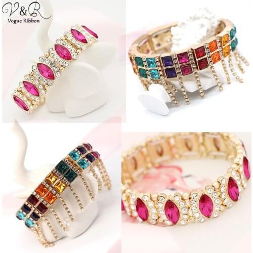 Rhinstone Paving Chunky Statement / Multi-color Rhinestone Party Bangle Bracelet For Women 2019 Minimalista Jewelry