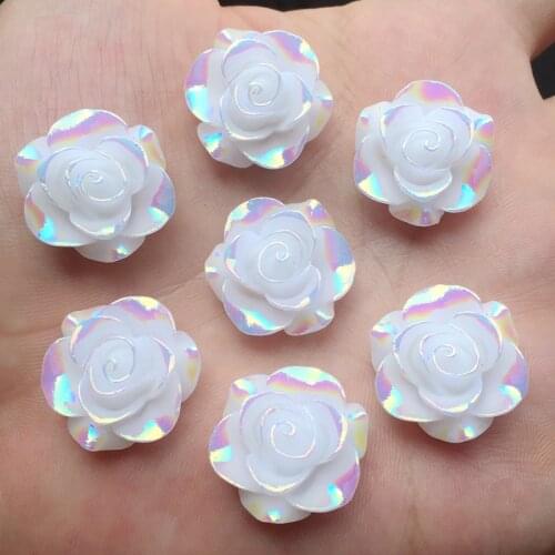 Wholesale 60pcs 19mm Rose Flower Resin AB Rhinestone jewelry Decoration Stones Crafts Center of hair arch wedding Decoration