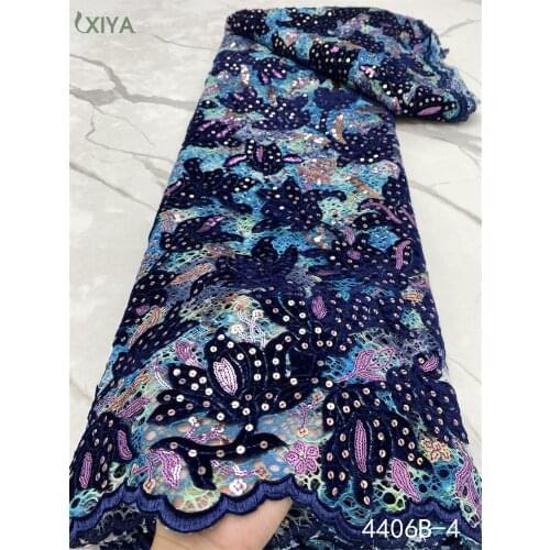 French Net Lace Fabric with Sequins Velvet Lace Fabric High Quality Lace African Sequence Lace for Party Wedding APW4406B
