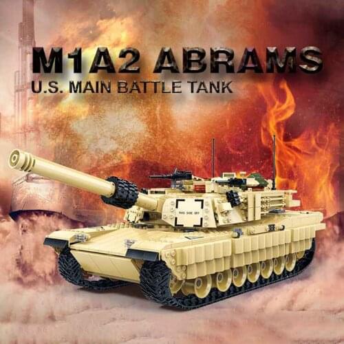 GUDI 1361PCS US M1A2 ABRAMS 1/28 scale Military tanks Building Blocks large diy collection model toys world war battle tank6101