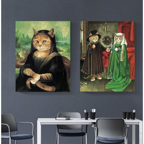 Canvas Prints Painting Poster Abstract Fat Cat Home Decor Nordic Style Wall Art Creative Modular Pictures For Bedside Background