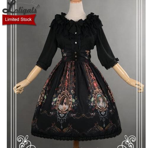 Retro Print Rococo Style Short High Waist Skirt by Soufflesong [Custom Tailoring Available]