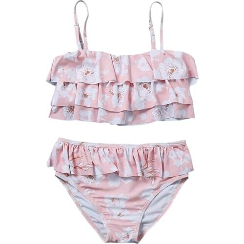 OPPERIAYA Baby Girls Two-piece Swimming Summer Lovely Clothes Casual Set Pink Floral Printed Pattern Boat Neck Tops Shorts