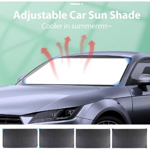 HOT 115cmx62.5cm Car Window Shade UV RAY Blocking Foldable Front Window Sunshade Silver-coated Cloth Automobile Sunshade Cover
