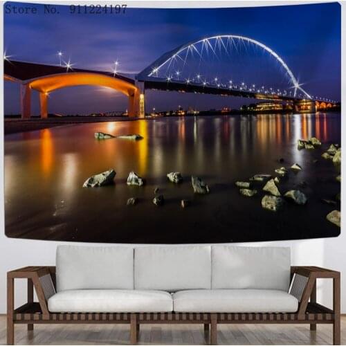 Bridge Tapestry Wall Hanging Sandy Beach Throw Blanket Camping Tent Travel Mattress Beautiful Scenery Sleeping Pad Tapestries