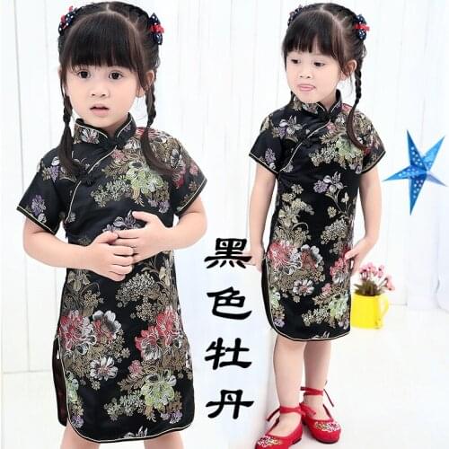 2020 New Summer Floral Baby Qipao Girls' Dresses Kid Chinese chi-pao cheongsam New Year gift Childrens Clothes Robe